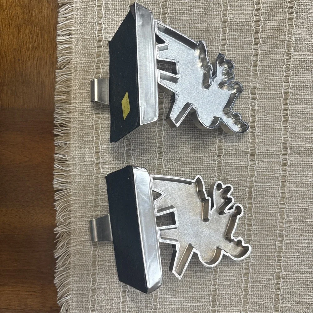 VTG Moose Stocking Holder Hanger Christmas Holiday Decor Metal Silver Tone‎ 4